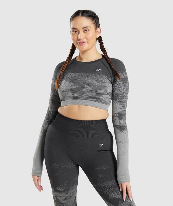 Damske Crop Top Gymshark Adapt Ombre Čierne | DF7513940